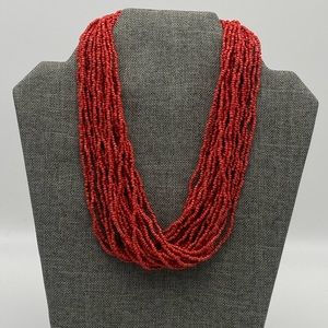 COPY - Multi strand dark rust red necklace
